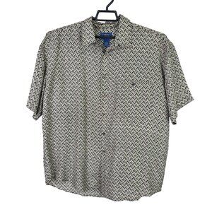 Mens Cambridge Classics Mervyns 100% Silk Black & Beige Shirt Button Up Size L